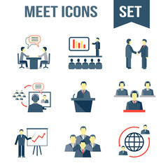 Wall Mural - Meet business partners icons set