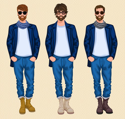 Sticker - Hipster man set