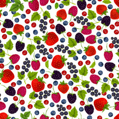 Canvas Print - Fresh berries seamless pattern