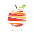 Vector of fruit, peach icon on isolated white background