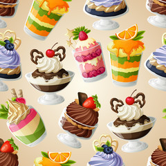 Poster - Sweets dessert seamless pattern