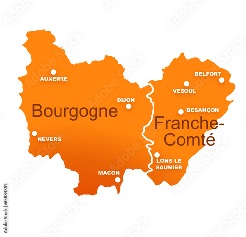 Obraz na płótnie régions bourgogne et franche comté avec préfectures
