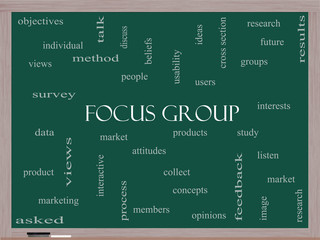 Focus Group Word Cloud Concept on a Blackboard