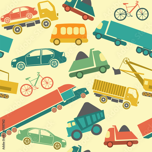 Nowoczesny obraz na płótnie Ilustracyjne różne pojazdy na tle