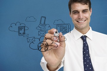 Aufkleber - Composite image of businessman writing doodle