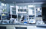 Fototapeta Na drzwi - Chemical laboratory background. Laboratory concept.