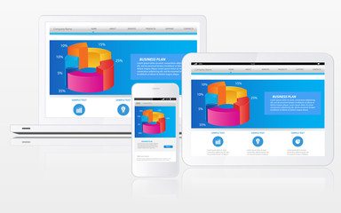 Wall Mural - website template on multiple devices