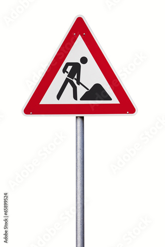 Fotografía Verkehrsschild Baustelle isoliert mit Pfad