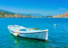 Beatiful Greek Fishing Boat At Poros Island In Greece