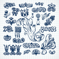 Sticker - Leaves sketch set