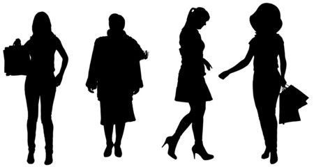 Canvas Print - Vector silhouette of women.