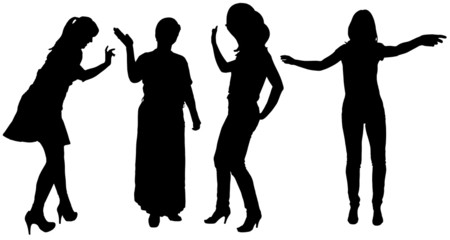 Canvas Print - Vector silhouette of women.