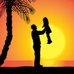 Poster - Vector silhouette of family.