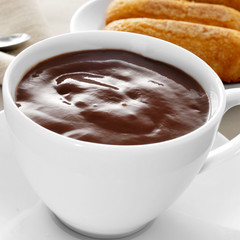 Canvas Print - xocolata i melindros, hot chocolate with typical pastries of Cat