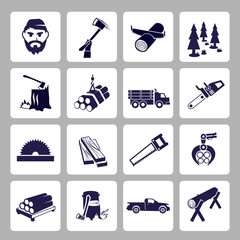 Wall Mural - Lumberjack icon set