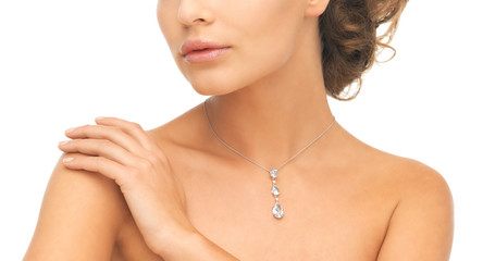 Poster - woman wearing shiny diamond necklace