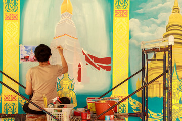 Thai art  painting on wall