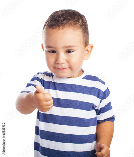 Little Kid With Thumb Up Isolated On White Buy This Stock Photo