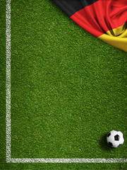 Wall Mural - Soccer field with ball and flag of Germany