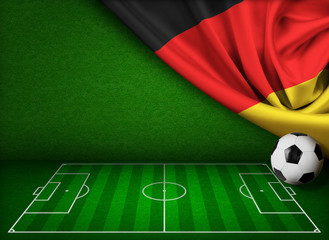 Wall Mural - Soccer or football background with flag of Germany