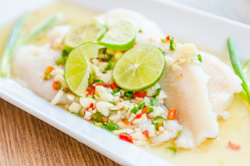 Steamed basa fish