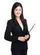 © leungchopan - Business woman with clipboard