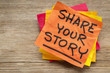 share your story on sticky note