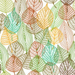 Poster - Seamless pattern of autumnal leaves