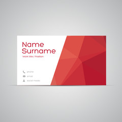 Canvas Print - Modern Business-Card polygon red