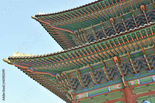 Stampe Tile Roof Detail of Traditional Korean Temples, Seoul, Korea