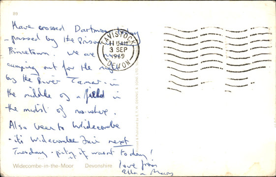 Vintage postcard with handwritten message