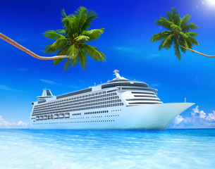 Wall Mural - Cruise ocean with palm tree