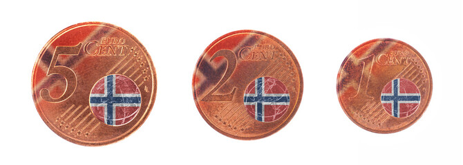 Wall Mural - European union concept - 1, 2 and 5 eurocent