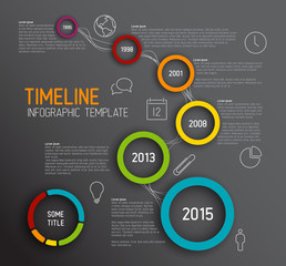 Poster - infographic dark timeline report template with circles