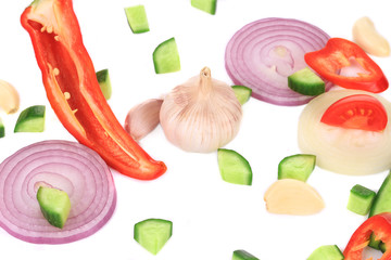 Wall Mural - Composition of fresh sliced vegetables.