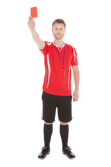 Portrait Of Referee Showing Red Card