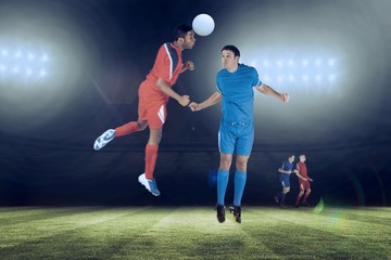 Aufkleber - Composite image of football players tackling for the ball