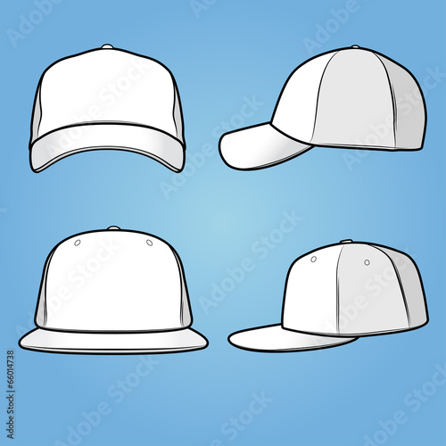 Front and side views of a normal+fitted cap/hat Stock Vector | Adobe Stock