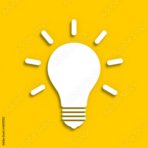 Fotografie, Obraz Sketchy electric bulb on a yellow background