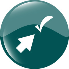 Poster - computer button with arrow and check mark, web icon isolated