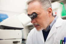 Man Using A Microscope In A Laboratory