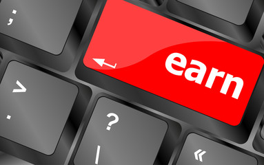 Poster - earn button on computer pc keyboard key