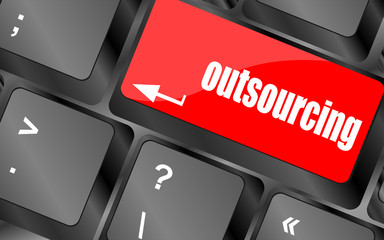 Poster - outsourcing button on computer keyboard key