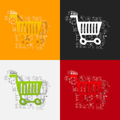 Wall Mural - Drawing business formulas: trolley