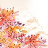 Flower vector background with lily flowers for design