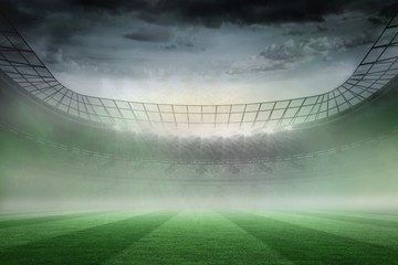 Poster - Misty football stadium under spotlights