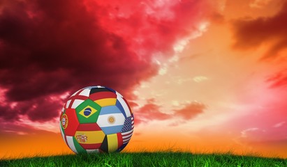 Aufkleber - Composite image of football in multi national colours
