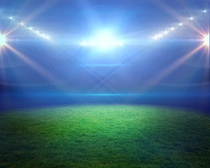 Poster - Football pitch with bright lights
