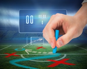 Aufkleber - Hand drawing tactics on football pitch