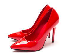 Pair Of Shiny Red High Heel Shoes